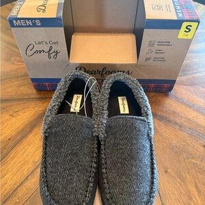 dearfoams Men's Dark Gray Herringbone Slip-On Moccasins
